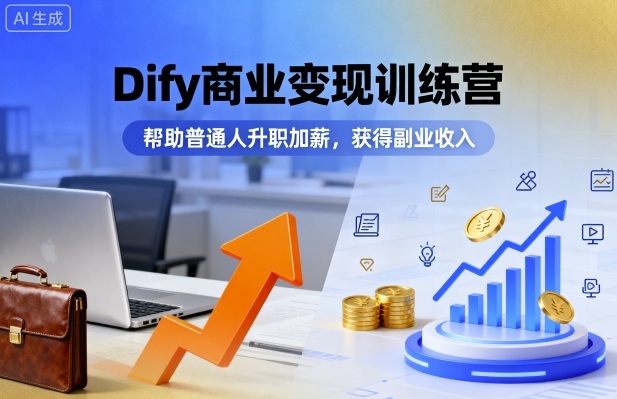 Dify商业变现训练营，帮助普通人升职加薪，获得副业收入-宇文网创