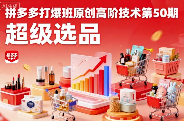 拼多多打爆班原创高阶技术第50期，超级选品-宇文网创