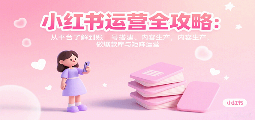 小红书运营全攻略：从平台了解到账号搭建、内容生产，做爆款库与矩阵运营-宇文网创