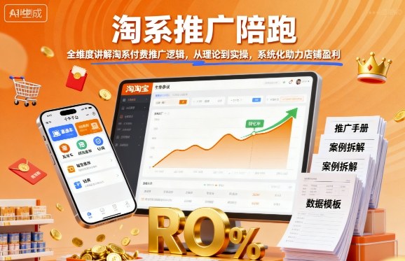 淘系推广陪跑，全维度讲解淘系付费推广逻辑，从理论到实操，系统化助力店铺盈利-宇文网创