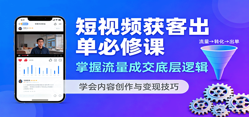 短视频获客出单必修课：掌握流量成交底层逻辑，学会内容创作与变现技巧-宇文网创