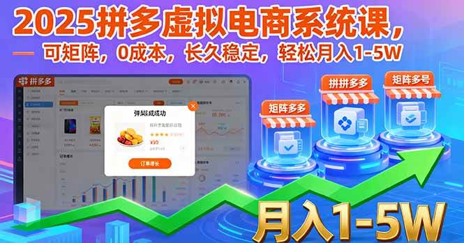 2025拼多多虚拟电商系统课，可矩阵，0成本，长久稳定，轻松月入1-5W-宇文网创