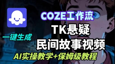 Coze扣子工作流一键生成TK悬疑民间故事视频，AI实操教学+保姆级教程-宇文网创