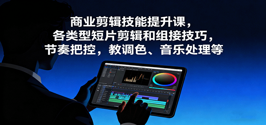 商业剪辑技能提升课，各类型短片剪辑和组接技巧，节奏把控，教调色、音乐处理等-宇文网创