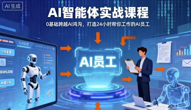 Ai智能体实战课程，0基础跨越Ai鸿沟，打造24小时帮你工作的Ai员工，打破常规，以实战定义Ai-宇文网创