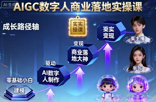 AIGC数字人商业落地实操课，从零基础小白到AI数字人大神-宇文网创