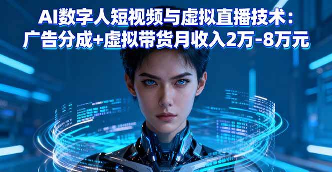 AI数字人短视频与虚拟直播技术：广告分成+虚拟带货月收入2万-8万元-宇文网创