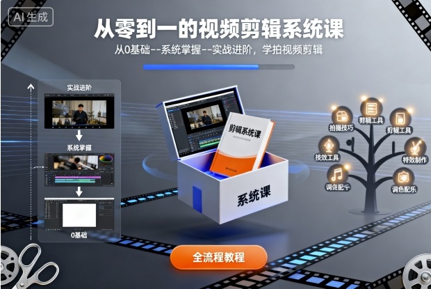 从零到一的视频剪辑系统课，从0基础–系统掌握–实战进阶，学拍视频剪辑-宇文网创