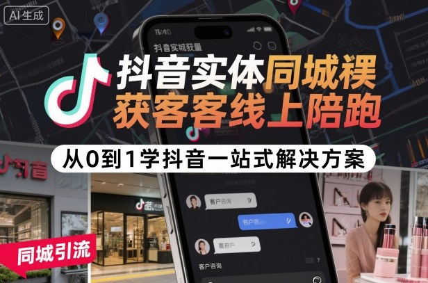 抖音实体同城获客线上陪跑，从0到1学抖音一站式解决方案-宇文网创