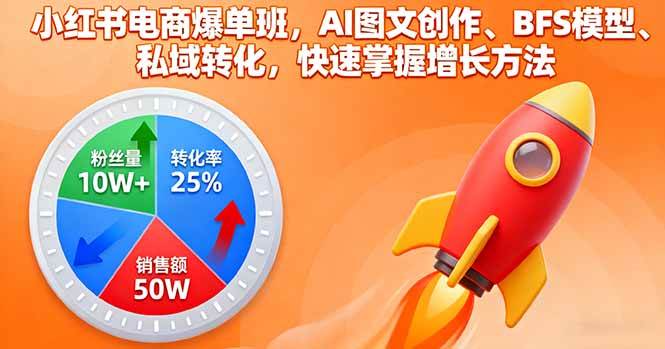 小红书电商爆单班，AI图文创作、BFS模型、私域转化，快速掌握增长方法-宇文网创