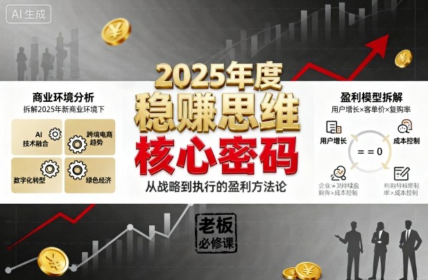 2025年度稳賺思维老板创业营，拆解2025年新商业环境下，企业实现持续盈利的核心密码-宇文网创