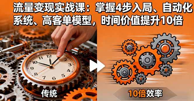 流量变现实战课：掌握4步入局、自动化系统、高客单模型，时间价值提升10倍-宇文网创