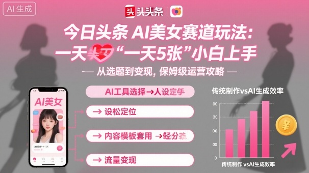 今日头条AI美女赛道玩法，一天轻松5张，小白轻松上手-宇文网创