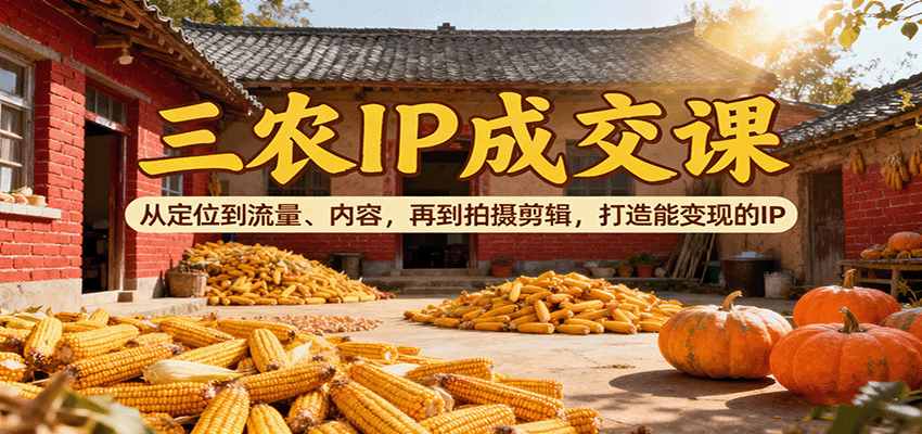 三农IP成交课：从定位到流量、内容，再到拍摄剪辑，打造能变现的IP-宇文网创