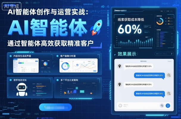AI智能体创作与运营实战，实体门店通过智能体高效获取精准客户-宇文网创