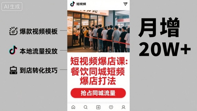 短视频爆店课，餐饮同城短视频爆店打法-宇文网创