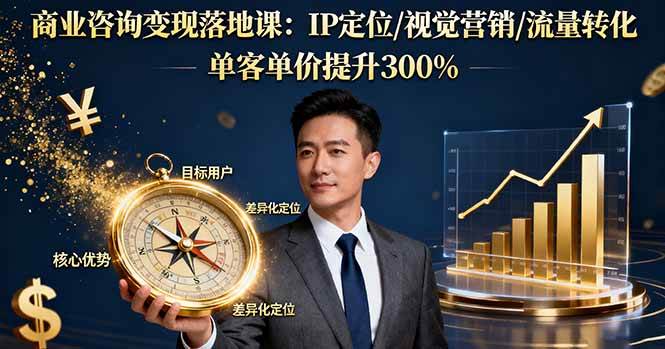 商业咨询变现落地课：IP定位/视觉营销/流量转化，单客单价提升300%-宇文网创