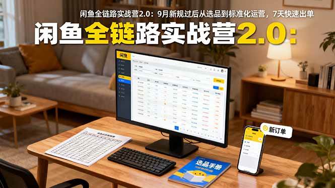 闲鱼全链路实战营2.0：9月新规过后从选品到标准化运营，7天快速出单-宇文网创