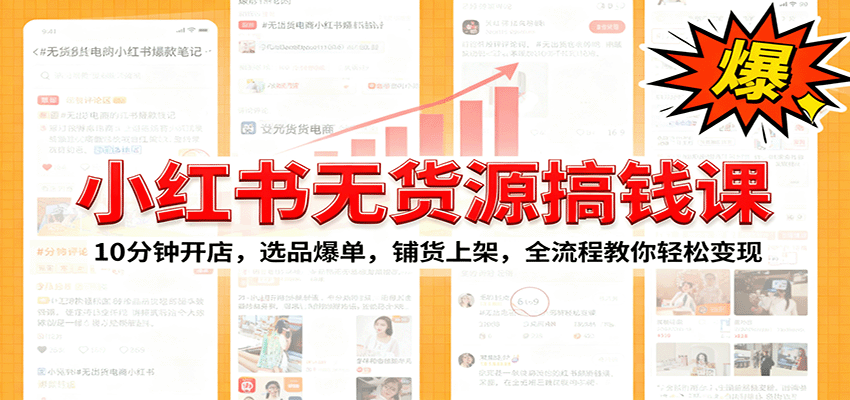 小红书无货源爆单课：10分钟开店，选品爆单，铺货上架，全流程教你轻松变现-宇文网创