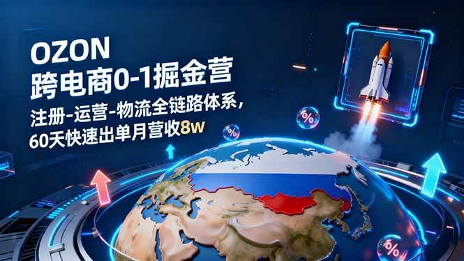 OZON跨境电商0-1掘金营：注册-运营-物流全链路体系，60天快速出单月营收8w-宇文网创