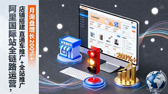 阿里国际站全链路运营，店铺搭建+直通车推广+全站推广，月询盘增长200%+-宇文网创