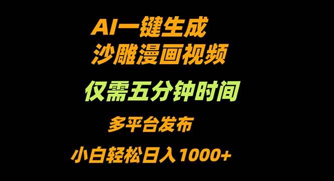 AI一键生成沙雕动漫视频，只需5分钟，小白轻松日入1000+-宇文网创