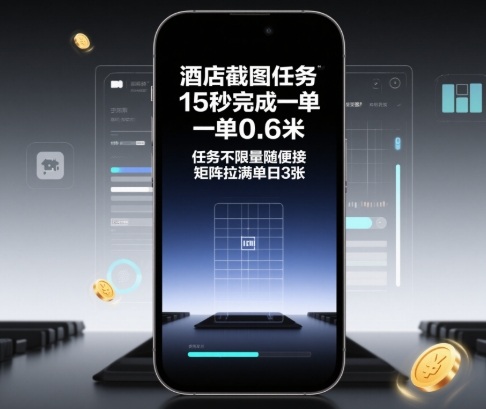 酒店截图任务，15秒完成一单，一单0.6米，任务不限量随便接，矩阵拉满单日3张【揭秘】-宇文网创