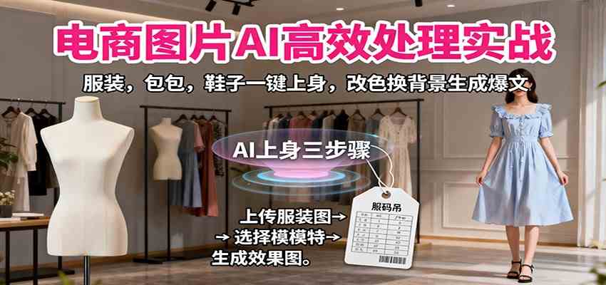 电商图片AI高效处理实战，服装，包包，鞋子一键上身，改色换背景生成爆文-宇文网创