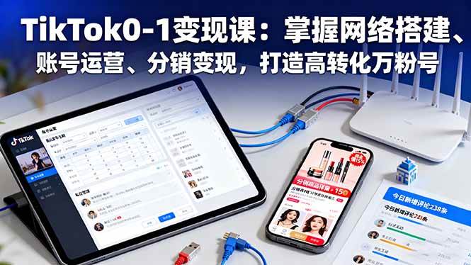 TikTok0-1变现课：掌握网络搭建、账号运营、分销变现，打造高转化万粉号-宇文网创