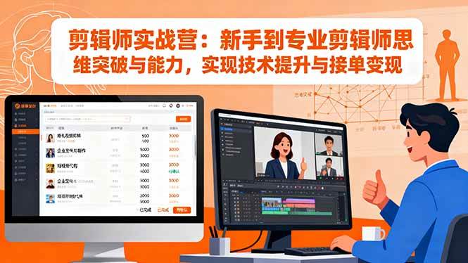 剪辑师实战营：新手到专业剪辑师思维突破与能力，实现技术提升与接单变现-宇文网创