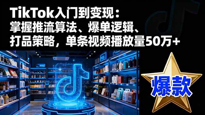 TikTok入门到变现：掌握推流算法、爆单逻辑、打品策略，单条视频播放量50w-宇文网创