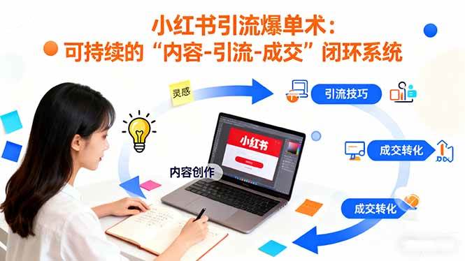 小红书引流爆单术：构建一套低成本 可持续的“内容-引流-成交”闭环系统-宇文网创