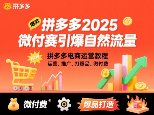 拼多多2025微付费引爆自然流量，拼多多电商运营教程，运营、推广、打爆品、微付费（更新）-宇文网创