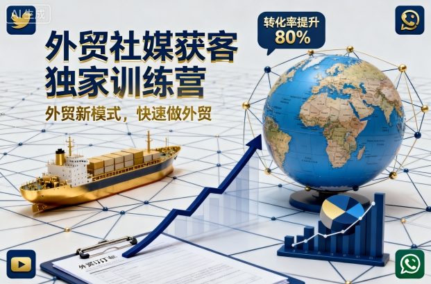 外贸社媒获客独家训练营，外贸新模式，快速做外贸-宇文网创