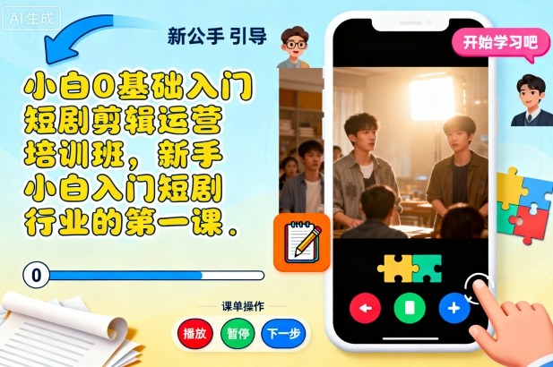 小白0基础入门短剧剪辑运营培训班，新手小白入门短剧行业的第一课-宇文网创