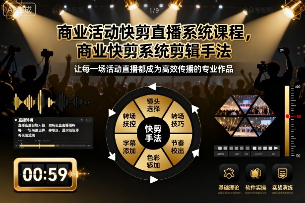 商业活动快剪直播系统课程，商业快剪系统剪辑手法-宇文网创
