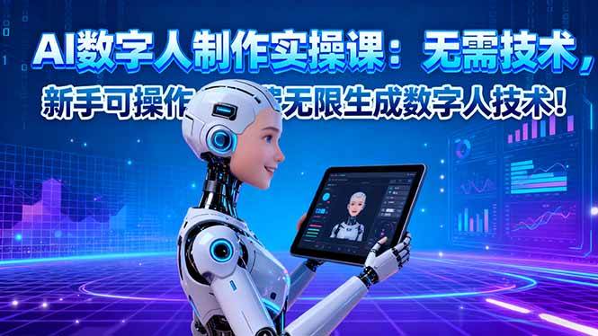 AI数字人制作实操课：无需技术，新手可操作，免费无限生成数字人技术！-宇文网创