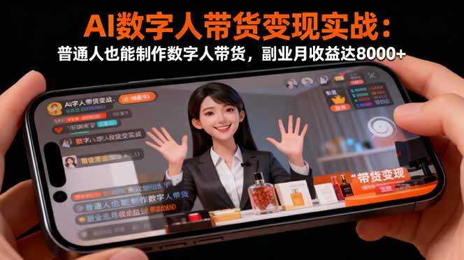 AI数字人带货变现实战：普通人也能制作数字人带货，副业月收益达8000+-宇文网创