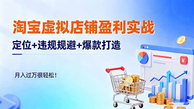 淘宝虚拟店铺盈利实战：定位+违规规避+爆款打造，月入过万很轻松！-宇文网创