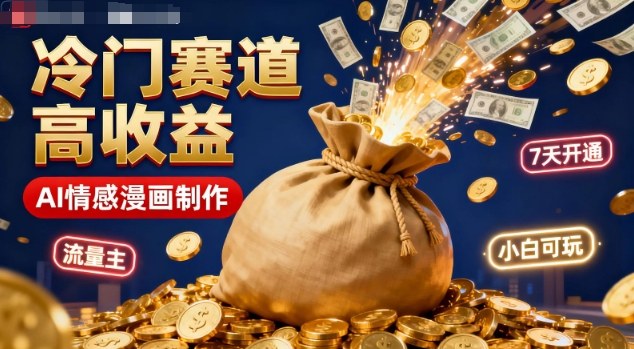 公众号冷门赛道，用AI做情感漫画，7天开通流量主，操作简单，小白可玩-宇文网创