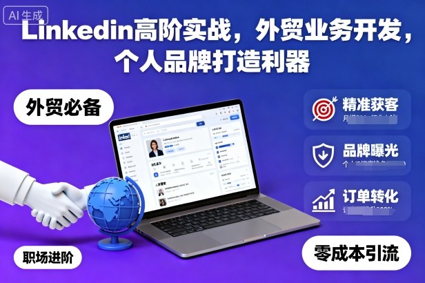 Linkedin高阶实战，外贸业务开发，个人品牌打造利器-宇文网创
