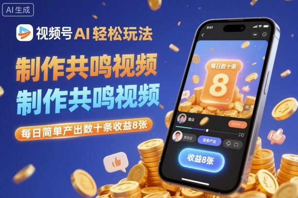 视频号AI轻松玩法，制作共鸣视频，每日简单产出数十条收益8张-宇文网创