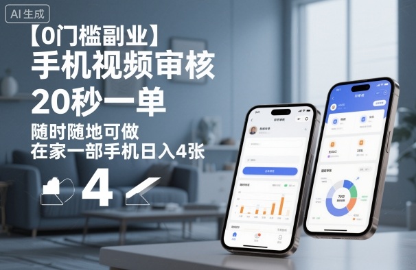 【0门槛副业】手机视频审核，20秒一单，随时随地可做，在家一部手机日入4张【揭秘】-宇文网创