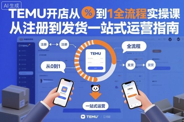 TEMU开店从0到1全流程实操课，从注册到发货一站式运营指南-宇文网创