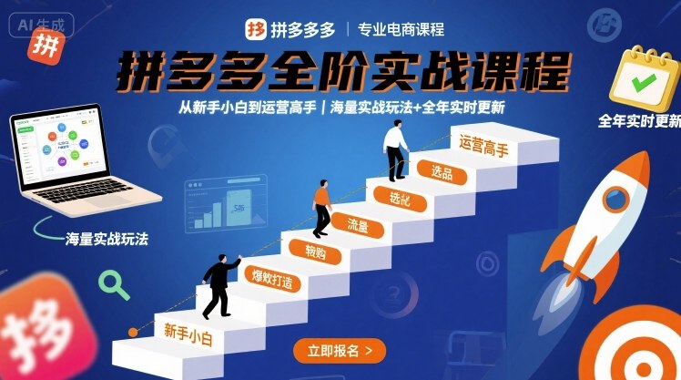 拼多多全阶实战课程，从新手小白到运营高手，海量实战玩法+全年实时更新【2025年10月更新】-宇文网创