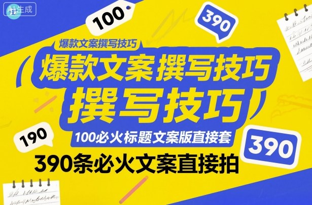 爆款文案撰写技巧，100个必火标题文案模版直接套，390条必火文案直接拍-宇文网创