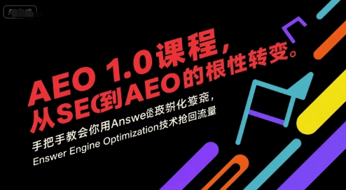 AEO 1.0 课程，从SEO到AE0的基命性转变，手把手教会你用AnswerEngineOptimization技术抢回流量（更新）-宇文网创