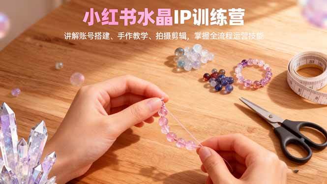 小红书水晶IP训练营，讲解账号搭建、手作教学、拍摄剪辑，全流程运营技能-宇文网创