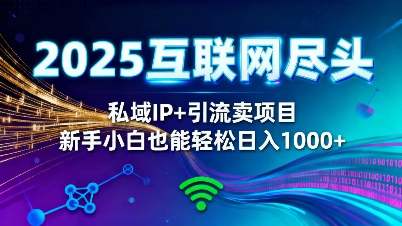 2025网创尽头王炸项目！私域 IP + 精准引流，新手小白在家躺赚日入 1000+-宇文网创