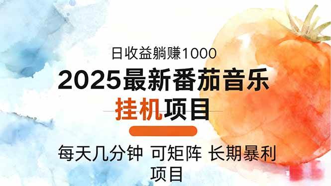 2025年最新番茄音乐人挂机项目，每天几分钟，月入1000＋，可矩阵，一台…-宇文网创